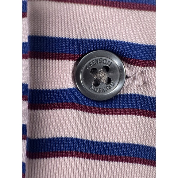 Greyson Performance Golf Polo Mens L Jacquard Collar Multicolor Striped Flawless - Picture 5 of 9